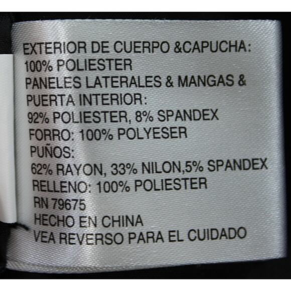 Michael Michael Kors Hooded Puffer Jacket S Black Mixed Media Zip - Picture 9 of 11